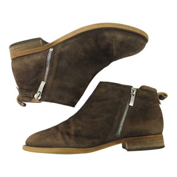 Franco Sarto Keegan Ankle Boot Nubuck Leather Booties Womens Size 6 M Double Zip - Picture 3 of 12